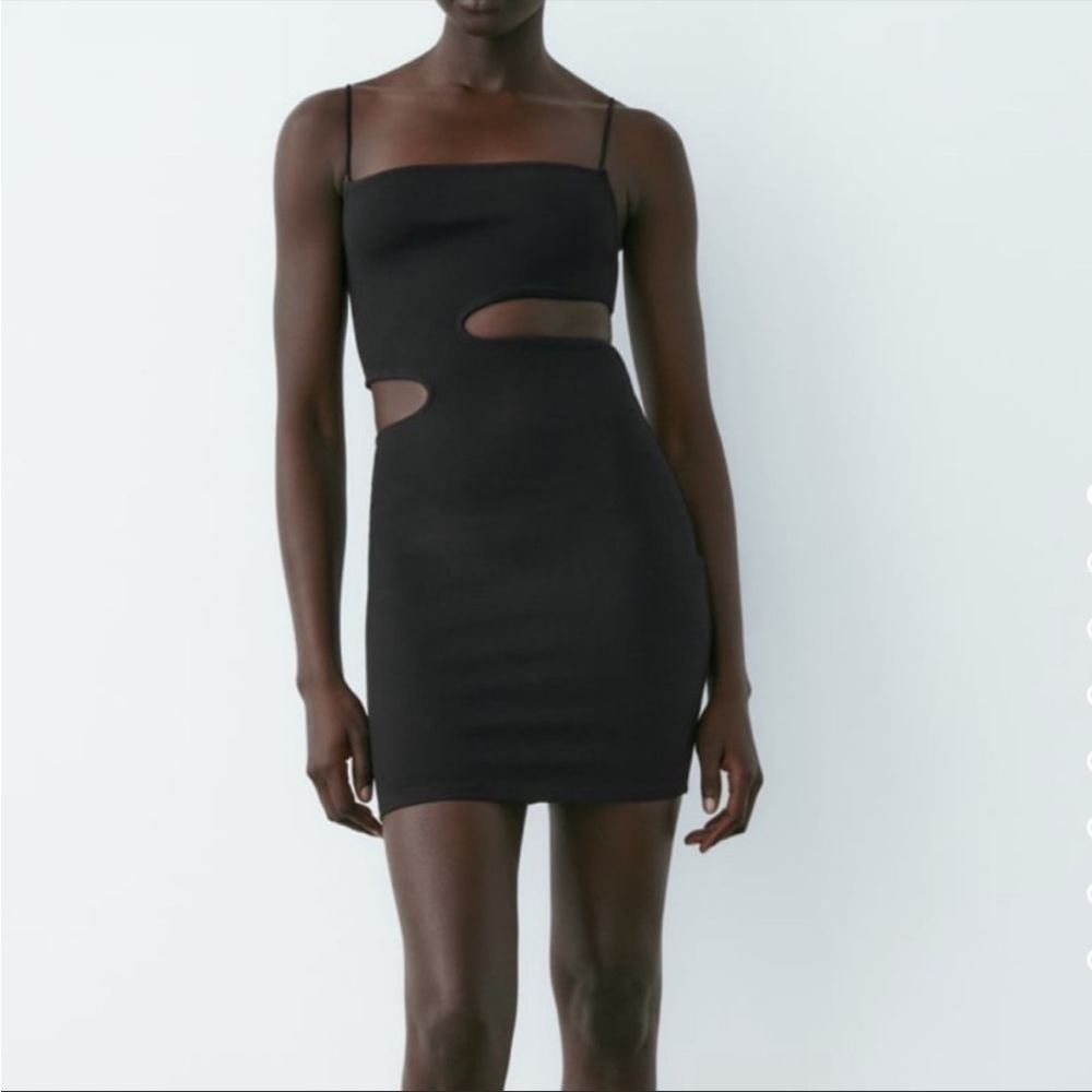 Zara Black Side Cutout Micro Mini Dress